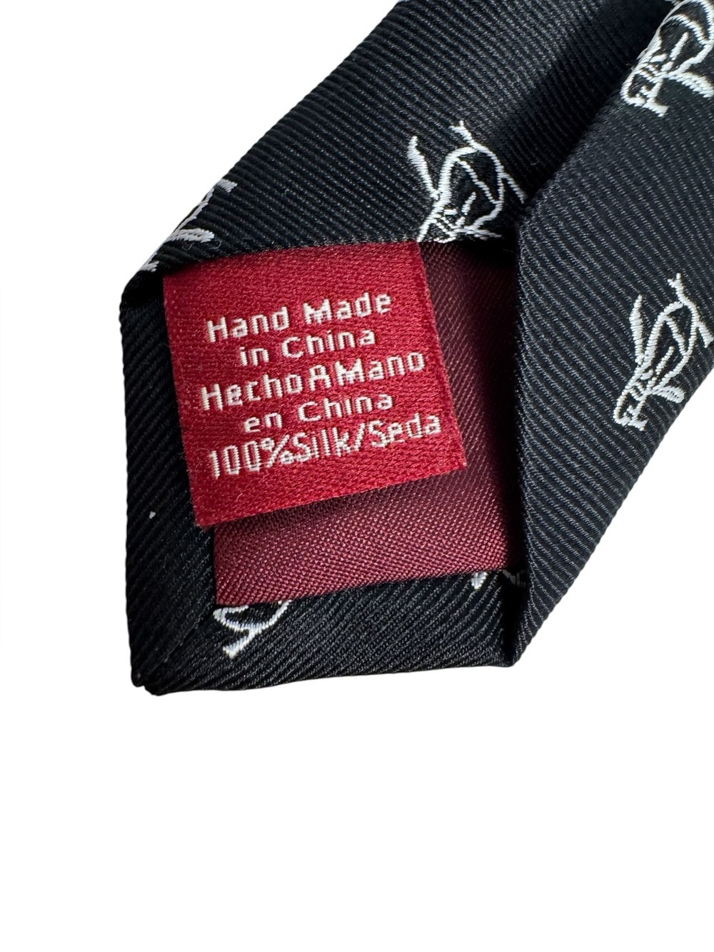 Official Penguin Men’s Black Silk Logo Pattern Necktie Classic Penguin Print - Picture 7 of 7
